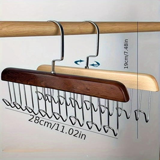 8-Hook Wooden Clothes Hanger – 360° Rotating
