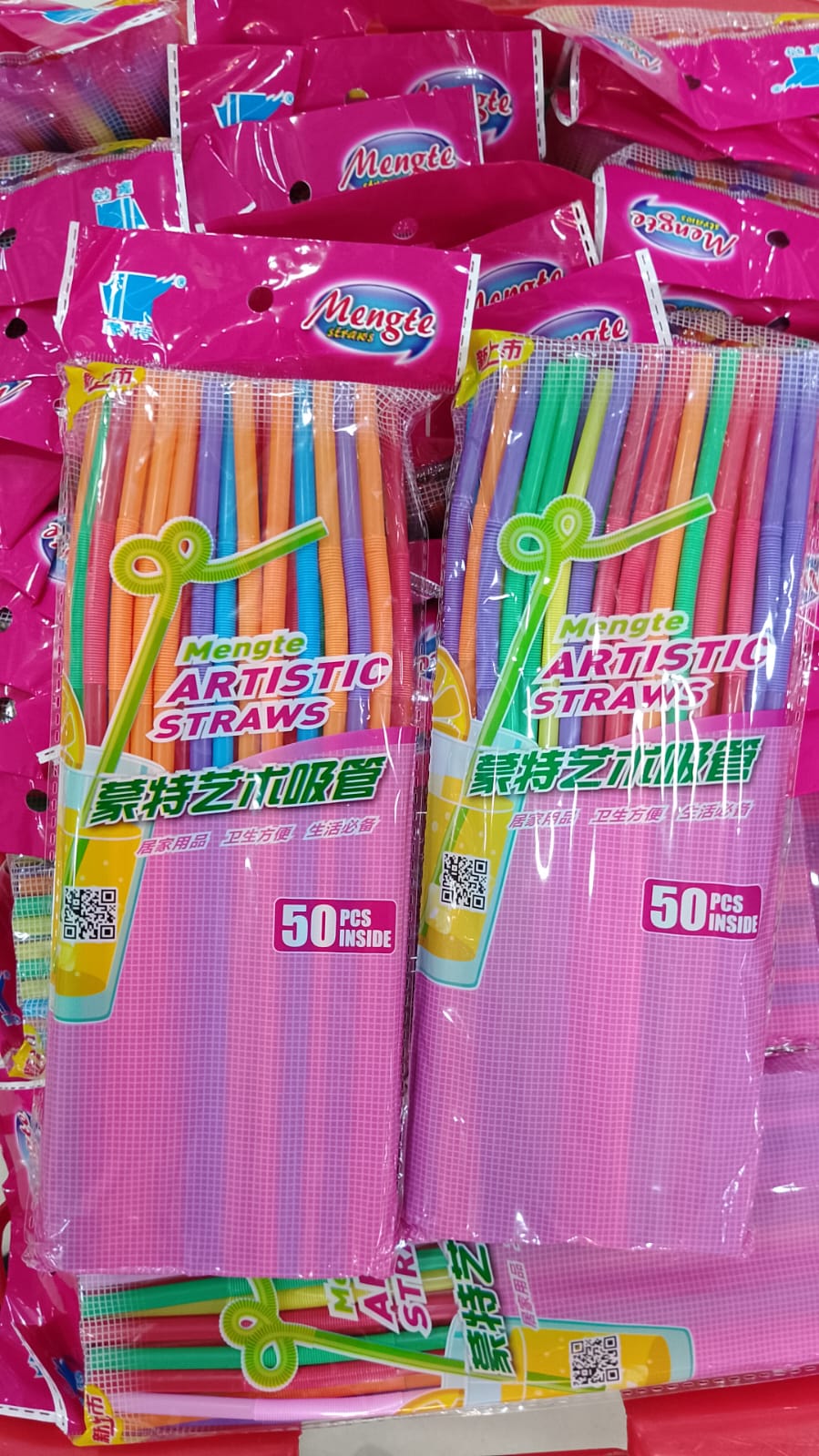 50-Piece ColorfulDrinking Straws