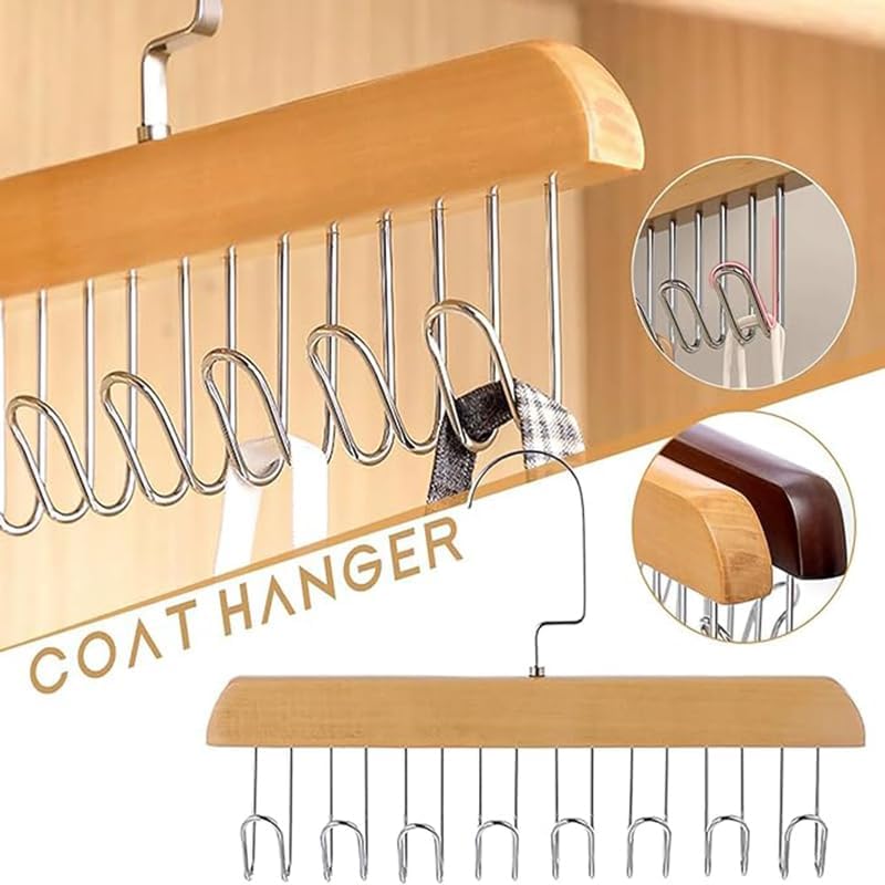 8-Hook Wooden Clothes Hanger  – 360° Rotating