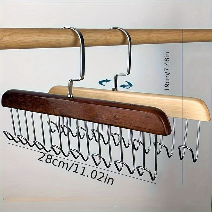 8-Hook Wooden Clothes Hanger  – 360° Rotating