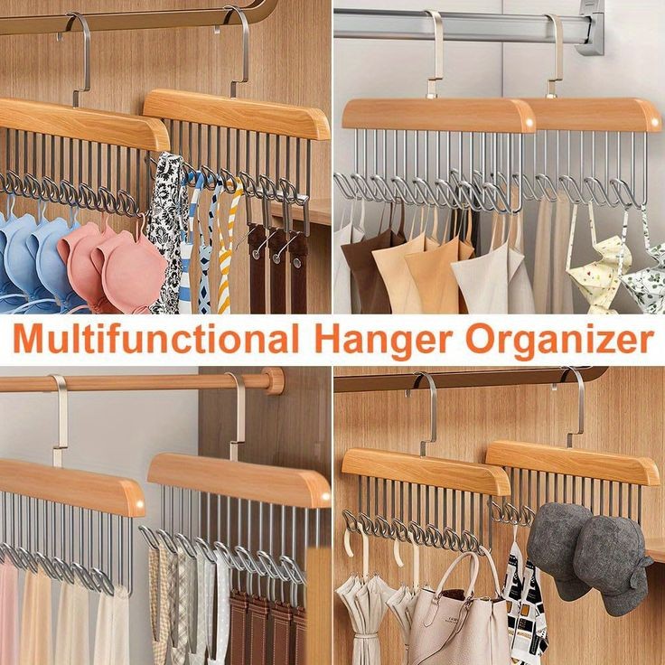 8-Hook Wooden Clothes Hanger  – 360° Rotating